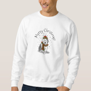 Winter Kerstmis Oud Engels Sheepdog Grey 1 Cute Trui