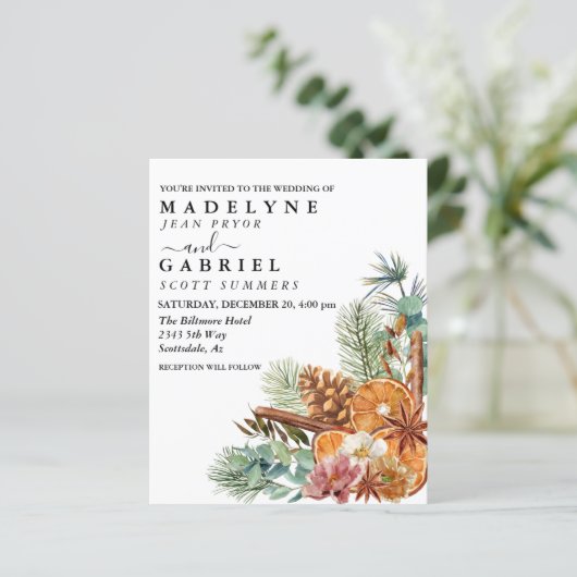 Winter Kerstmis Pine Bouquet Weddenschap (Staand voorkant)