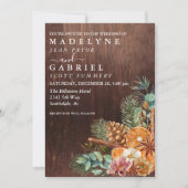 Winter Kerstmis Pine Bouquet Wood Weddenschap Kaart (Voorkant)