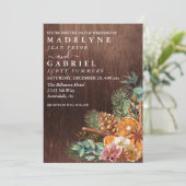 Winter Kerstmis Pine Bouquet Wood Weddenschap Kaart (Staand voorkant)