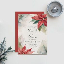 Winter Kerstmis Poinsettia Moderne Vintage bruilof Kaart