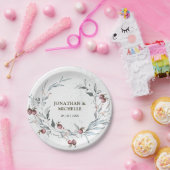 Winter Kerstmis Rode bessen Zilveren bladeren Papieren Bordje (Feest)