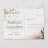 Winter Kerstmis Romantische bruiloft Foto Dank u Briefkaart (Achterkant)