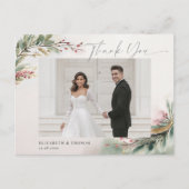 Winter Kerstmis Romantische bruiloft Foto Dank u Briefkaart (Voorkant)