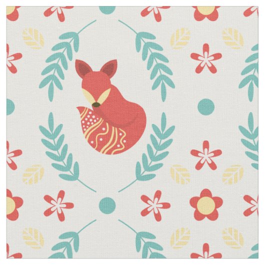 Winter Kerstmis Scandinavian Style Fox Pattern Stof (Close Up)
