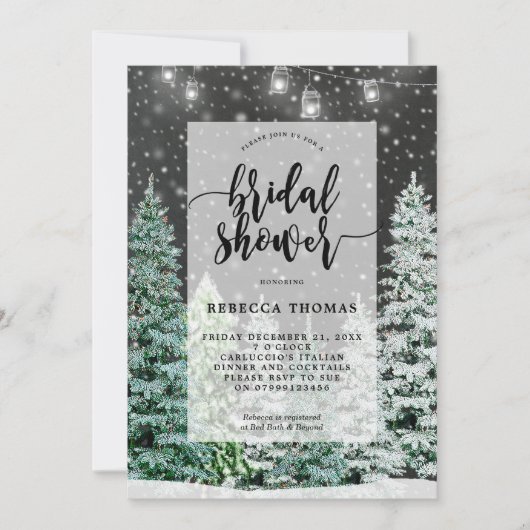 Winter Kerstmis Sneeuw Bruids Douche Uitnodiging (Voorkant)