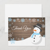 Winter Kerstmis Snowman Blue Hartelijk dank Bedankkaart (Voorkant / Achterkant)