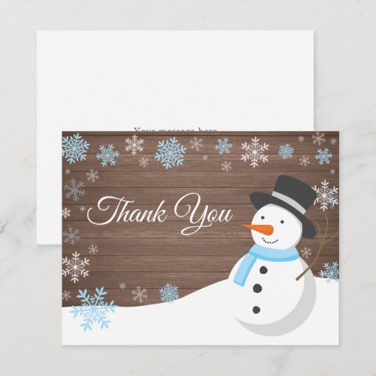 Winter Kerstmis Snowman Blue Hartelijk dank Bedankkaart (Voorkant / Achterkant)