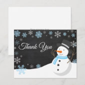 Winter Kerstmis Snowman Blue Hartelijk dank Bedankkaart (Voorkant / Achterkant)