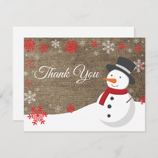 Winter Kerstmis Snowman Hartelijk dank Bedankkaart (Voorkant / Achterkant)
