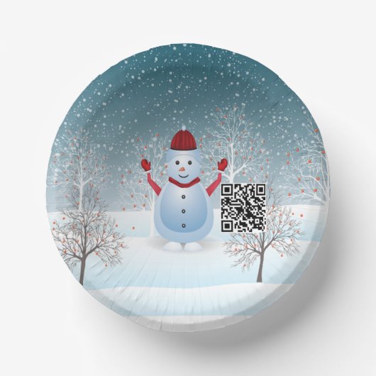 Winter Kerstmis Snowman Paper Bowl Papieren Kommen (Voorkant)