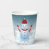 Winter Kerstmis Snowman Paper cup Papieren Bekers (Achterkant)