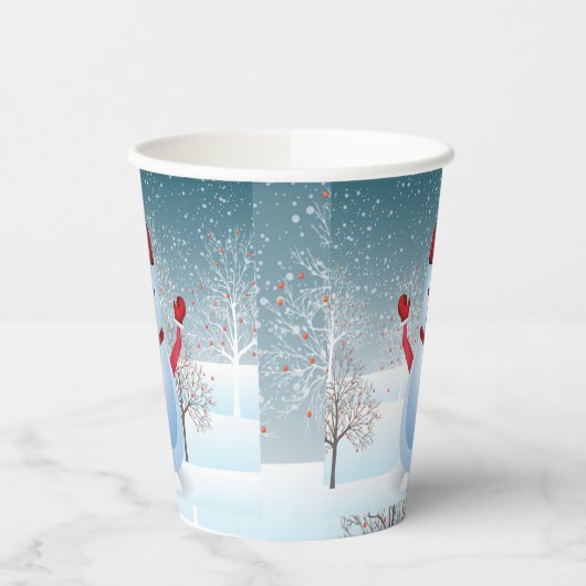 Winter Kerstmis Snowman Paper cup Papieren Bekers (Links)