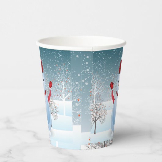 Winter Kerstmis Snowman Paper cup Papieren Bekers (Rechts)
