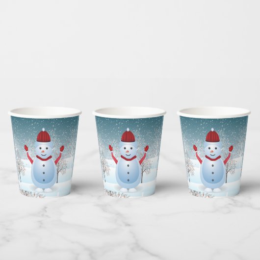 Winter Kerstmis Snowman Paper cup Papieren Bekers (Multi)
