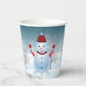 Winter Kerstmis Snowman Paper cup Papieren Bekers (Voorkant)