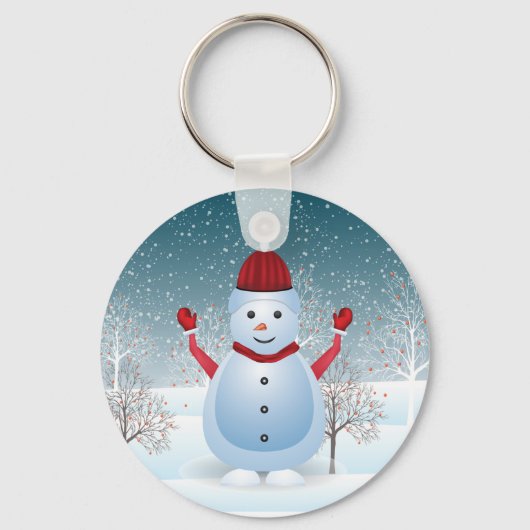 Winter Kerstmis Snowman Sleutelhanger (Voorkant)