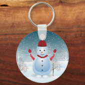 Winter Kerstmis Snowman Sleutelhanger (Voorkant)