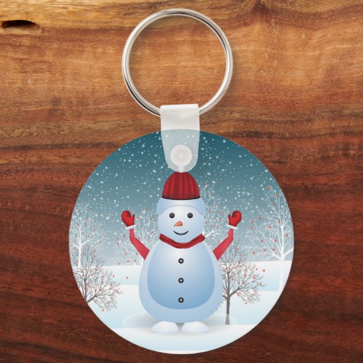 Winter Kerstmis Snowman Sleutelhanger (Voorkant)