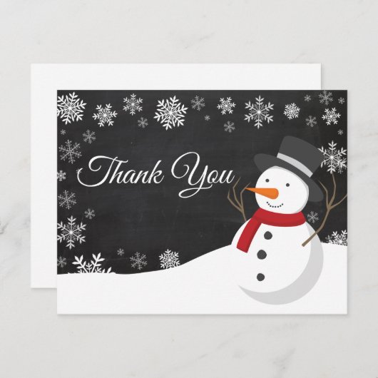 Winter Kerstmis Snowman Snowflake Hartelijk dank Bedankkaart (Voorkant / Achterkant)