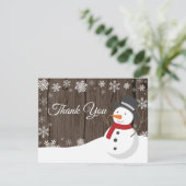 Winter Kerstmis Snowman Snowflake Hartelijk dank Bedankkaart (Staand voorkant)