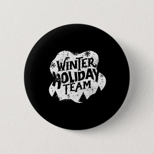 Winter Kerstmis Team Ronde Button 5,7 Cm