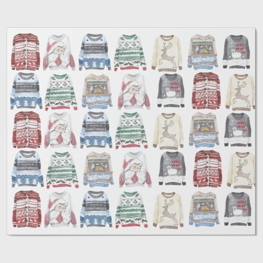 Winter Kerstmis Ugly Sweaters Pattern Cadeaupapier (Vlak)