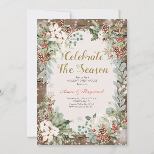 Winter Kerstmis Vier het seizoen open huis Kaart (Voorkant)