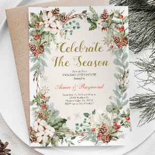 Winter Kerstmis Vier het seizoen open huis Kaart