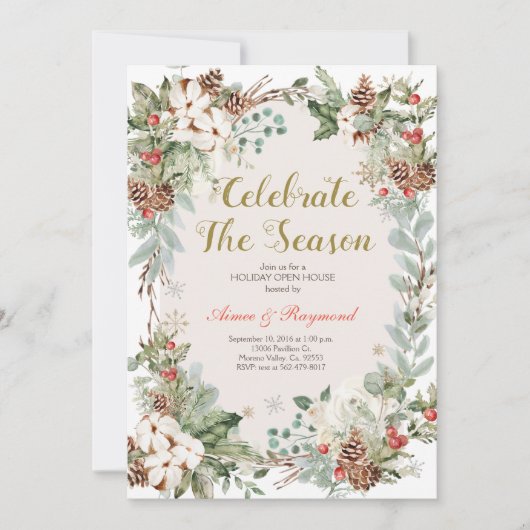 Winter Kerstmis Vier het seizoen open huis Kaart (Voorkant)