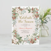 Winter Kerstmis Vier het seizoen open huis Kaart (Staand voorkant)