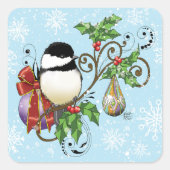 Winter-Kerstmis Vierkante Sticker (Voorkant)