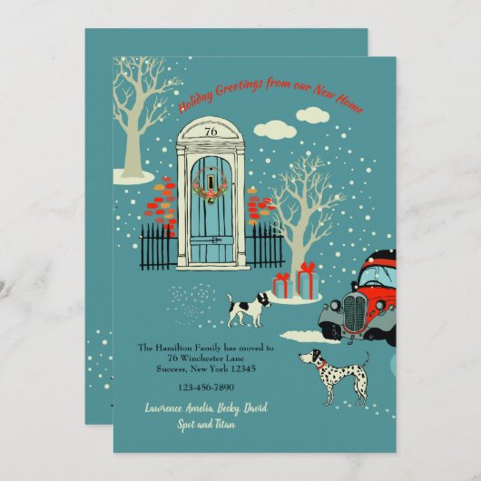 Winter Kerstmis Voordeur Bewegende Aankondiging (Voorkant / Achterkant)