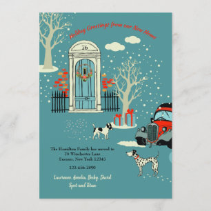 Winter Kerstmis Voorste deur Bewegingsaankondiging Kaart