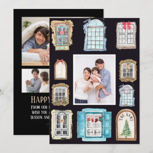 Winter Kerstmis - Windows Familie - Fotokaart Kaart
