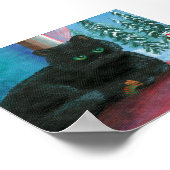 Winter Kerstmis Zwarte Kat Muis Kunstcreationen Poster (Hoek)