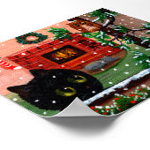 Winter Kerstmis Zwarte Kat Owl Art Creationarts Poster (Hoek)