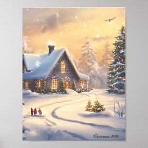 Winter Kerstmuur Kunst Prints