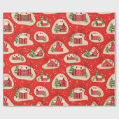 Winter-kerstpatroon Cadeaupapier (Vlak)