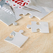 Winter Kerstscène met sneeuwman in sneeuwbos Legpuzzel (Zijkant)