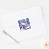  Winter Kerstscène Vierkante Sticker (Envelop)