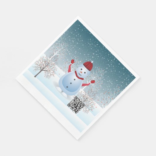 Winter-kerstsnowman-papier Napkin Servet (Hoek)
