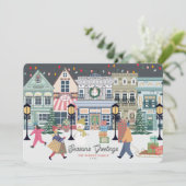 Winter Kerststad Feestdagenkaart (Staand voorkant)