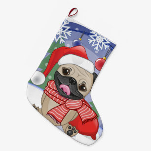Winter & Kersttijd Pug Grote Kerstsok
