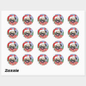 Winter & Kersttijd Pug Ronde Sticker (Vel)