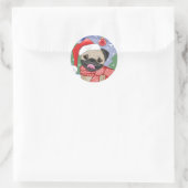 Winter & Kersttijd Pug Ronde Sticker (Tas)