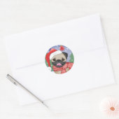 Winter & Kersttijd Pug Ronde Sticker (Envelop)