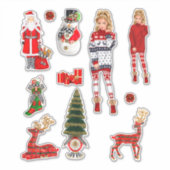 Winter Kersttrui Schattigee Xmas Pyjama Sticker (Voorkant)