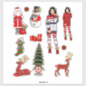 Winter Kersttrui Schattigee Xmas Pyjama Sticker (Vel)