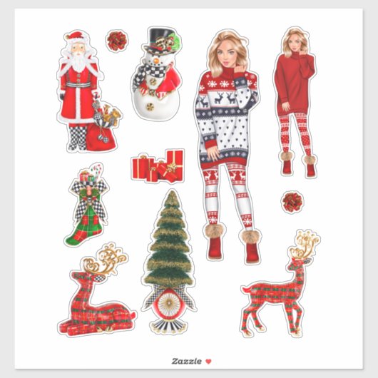 Winter Kersttrui Schattigee Xmas Pyjama Sticker (Vel)